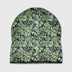 Шапка Летний лесной камуфляж в зеленых тонах, цвет: 3D-принт