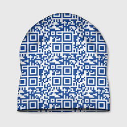 Шапка QR код паттерн синий, цвет: 3D-принт