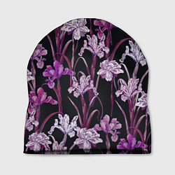 Шапка Цветы Фиолетовые Ирисы, цвет: 3D-принт
