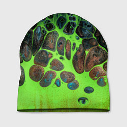 Шапка Неоновый песок и камни - Зелёный, цвет: 3D-принт