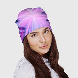 Шапка Неоновые лучи из центра - Розовый, цвет: 3D-принт — фото 2