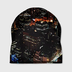 Шапка Ночной город - вид с высоты, цвет: 3D-принт