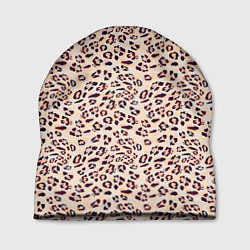 Шапка Коричневый с бежевым леопардовый узор, цвет: 3D-принт