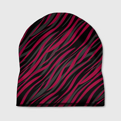 Шапка Модный полосатый красно- черный узор Зебра, цвет: 3D-принт