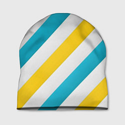 Шапка Желтые и синие полосы, цвет: 3D-принт