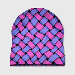 Шапка Фиолетово-сиреневая плетёнка - оптическая иллюзия