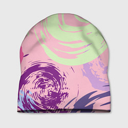 Шапка Розовый фон и разноцветные круги, цвет: 3D-принт