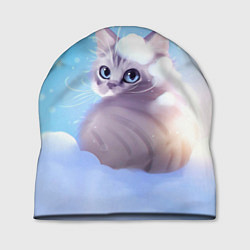 Шапка Заснеженный котик, цвет: 3D-принт