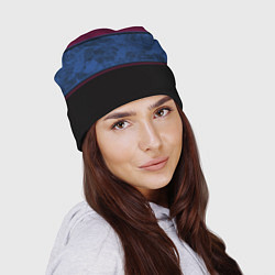 Шапка Бордовый, синий мраморный и черный полосы, цвет: 3D-принт — фото 2