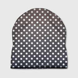 Шапка Белый горошек на сером, коричневом градиенте, цвет: 3D-принт