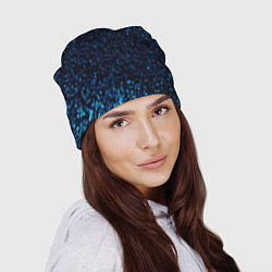 Шапка Неоновый синий блеск на черном фоне, цвет: 3D-принт — фото 2