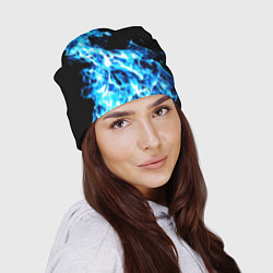 Шапка Красивый неоновый синий огонь, цвет: 3D-принт — фото 2