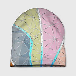 Шапка Разноцветный фон из треугольников с металлическими, цвет: 3D-принт