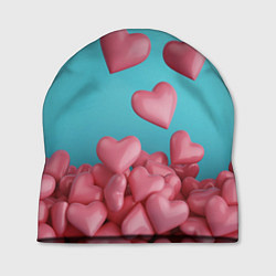 Шапка Россыпь сердец на день святого валентина, цвет: 3D-принт