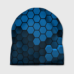 Шапка Голубые соты абстракция, цвет: 3D-принт