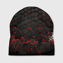 Шапка Черно-красные объемные плиты, цвет: 3D-принт