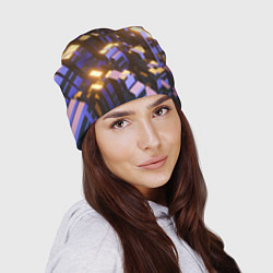 Шапка Фиолетовые и светящиеся кубы, цвет: 3D-принт — фото 2