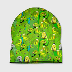 Шапка Зеленые волнистые попугайчики, цвет: 3D-принт