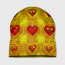 Шапка Узор рубиновые сердца, цвет: 3D-принт