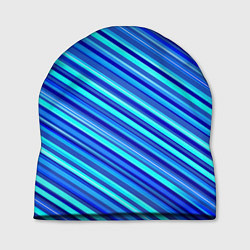 Шапка Сине голубые узорчатые полосы, цвет: 3D-принт