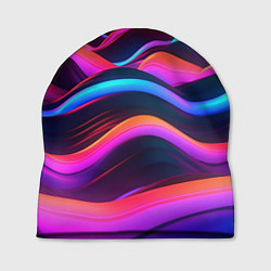 Шапка Неоновые фиолетовые волны, цвет: 3D-принт