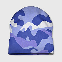 Шапка Камуфляжный узор голубой, цвет: 3D-принт