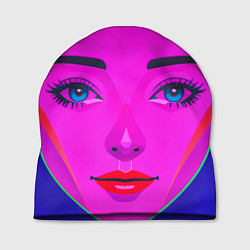Шапка Девушка с голубыми глазами и фиолетовым лицом, цвет: 3D-принт
