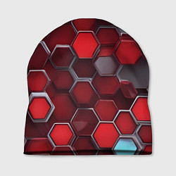 Шапка Cyber hexagon red, цвет: 3D-принт