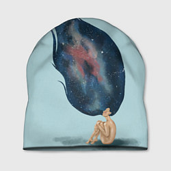 Шапка Девушка космос в волосах, цвет: 3D-принт