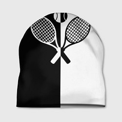 Шапка Теннис - чёрно белое, цвет: 3D-принт