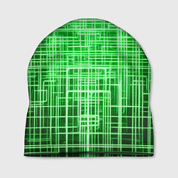 Шапка Зелёные неоновые полосы киберпанк