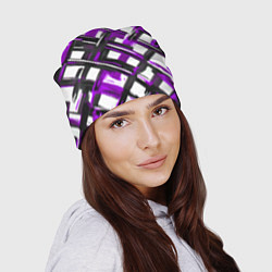 Шапка Фиолетовые и чёрные мазки, цвет: 3D-принт — фото 2