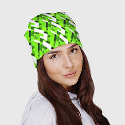 Шапка Зелёные и белые фигуры, цвет: 3D-принт — фото 2