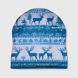 Шапка Синие олени, цвет: 3D-принт