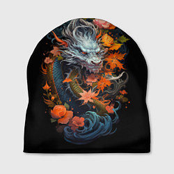 Шапка Китайский дракон с цветами и волнами, цвет: 3D-принт