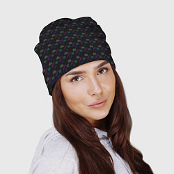 Шапка Искажённые геометрические фигуры чёрный, цвет: 3D-принт — фото 2