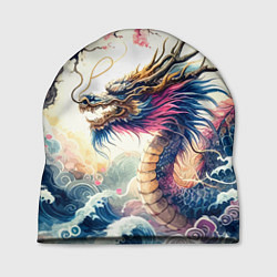Шапка Japanese dragon and sakura - engraving, цвет: 3D-принт