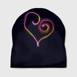 Шапка Неоновое сердечко, цвет: 3D-принт