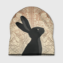Шапка Чёрный кролик с узорами, цвет: 3D-принт