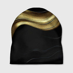 Шапка Золотистая волна на черной ткани, цвет: 3D-принт