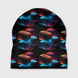 Шапка Разноцветные неоновые кубы, цвет: 3D-принт