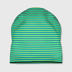 Шапка Зелёный в синюю полоску, цвет: 3D-принт
