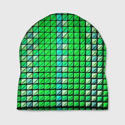 Шапка Зелёные плитки и чёрная обводка, цвет: 3D-принт
