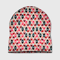 Шапка Бирюзово-розовый геометричный треугольники, цвет: 3D-принт