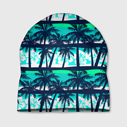 Шапка Тропический франжипани с пальмами, цвет: 3D-принт