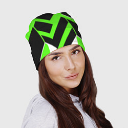 Шапка Зелёно-белые полосы и чёрный фон, цвет: 3D-принт — фото 2