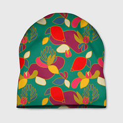 Шапка Ягодно-цветочная абстракция, цвет: 3D-принт