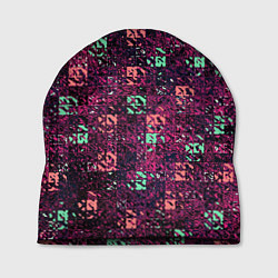 Шапка Тёмный пурпурный текстурированный кубики