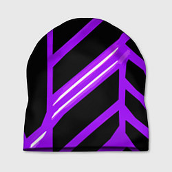 Шапка Чёрно-белые полосы на фиолетовом фоне, цвет: 3D-принт