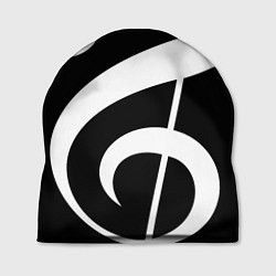 Шапка Скрипичный и басовый ключи - белые на чёрном, цвет: 3D-принт